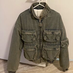 NWT Mens COLORS Denim Cargo Utility Jacket Small